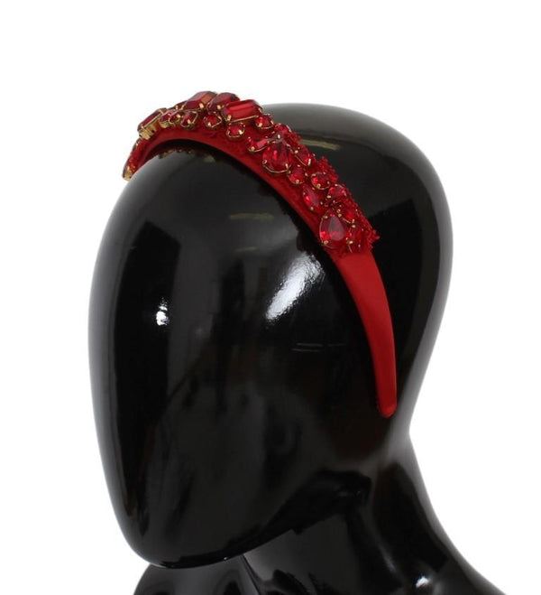 Red Crystal Silk Brass Tiara Headband