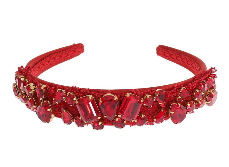 Red Crystal Silk Brass Tiara Headband