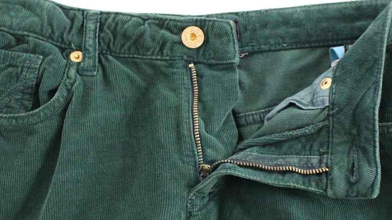 Green Cotton Corduroys Regular Fit Jeans