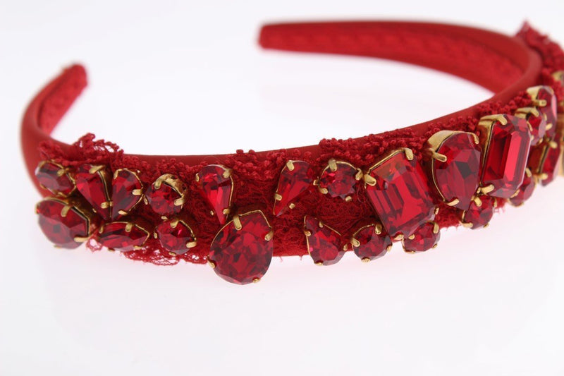 Red Crystal Silk Brass Tiara Headband