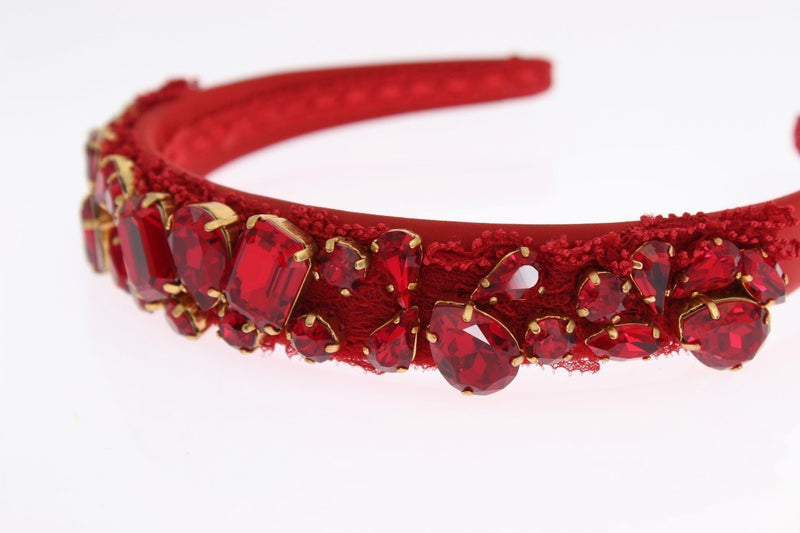 Red Crystal Silk Brass Tiara Headband