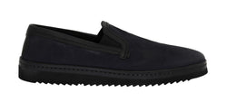 Blue Black Leather Loafers