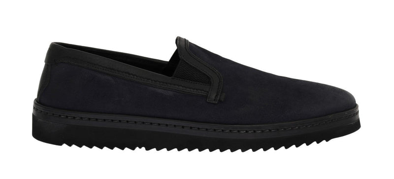 Blue Black Leather Loafers