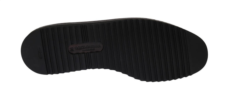 Blue Black Leather Loafers