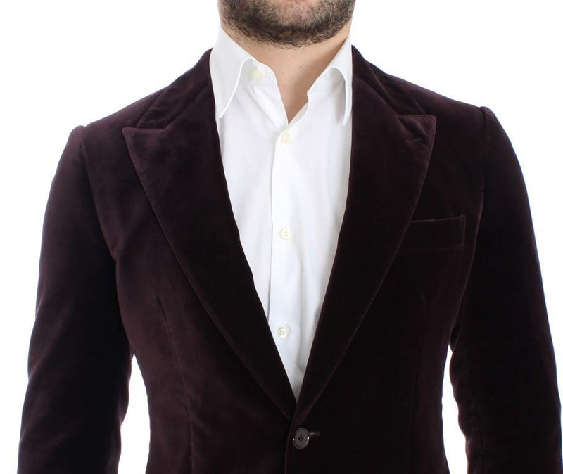Purple velvet slim fit blazer