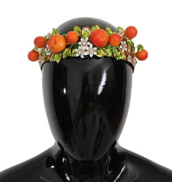 Gold Brass Crystal Sicily Orange ARANCE Tiara