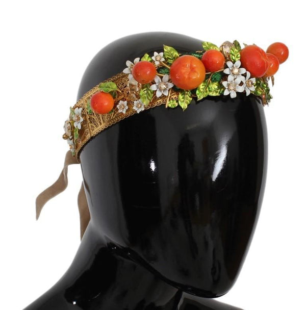 Gold Brass Crystal Sicily Orange ARANCE Tiara