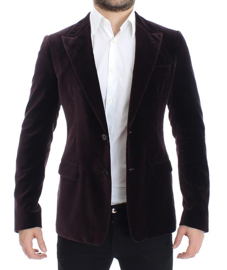 Purple velvet slim fit blazer