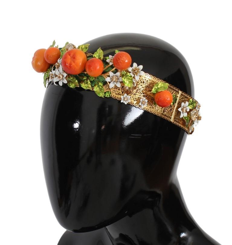 Gold Brass Crystal Sicily Orange ARANCE Tiara