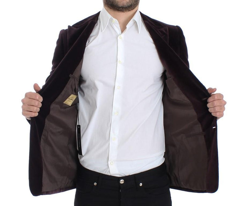 Purple velvet slim fit blazer
