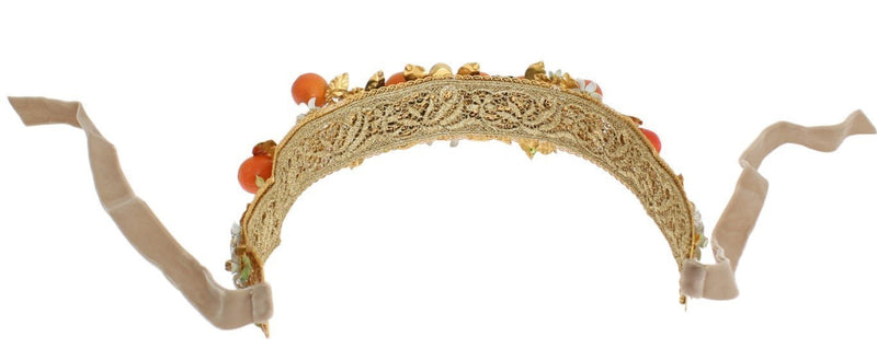 Gold Brass Crystal Sicily Orange ARANCE Tiara