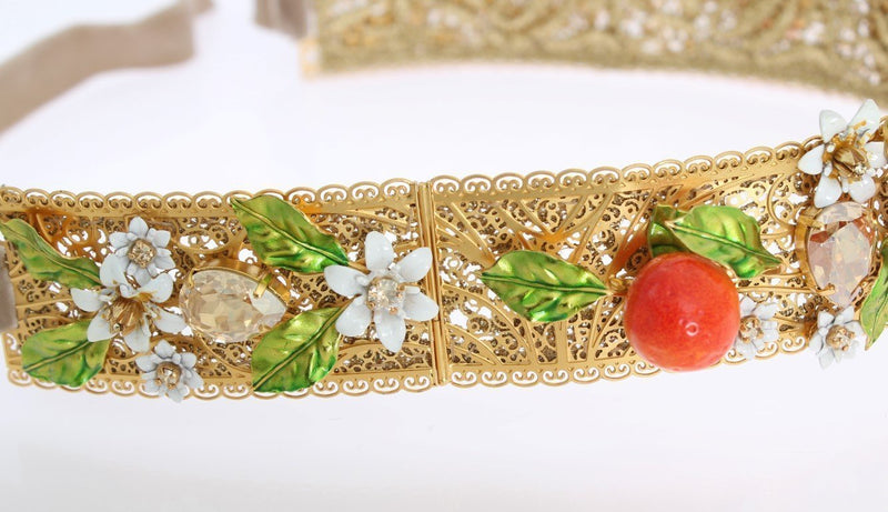 Gold Brass Crystal Sicily Orange ARANCE Tiara