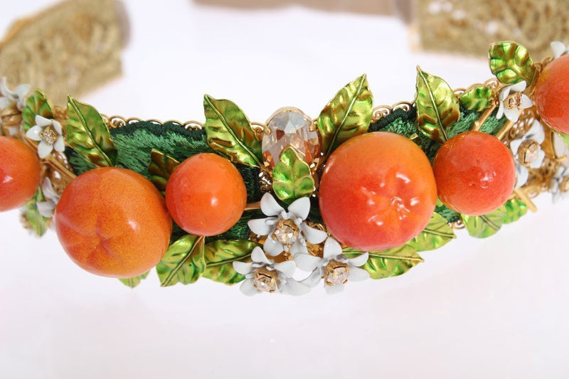 Gold Brass Crystal Sicily Orange ARANCE Tiara