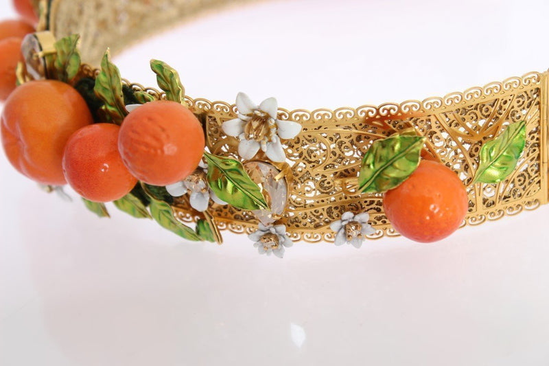 Gold Brass Crystal Sicily Orange ARANCE Tiara