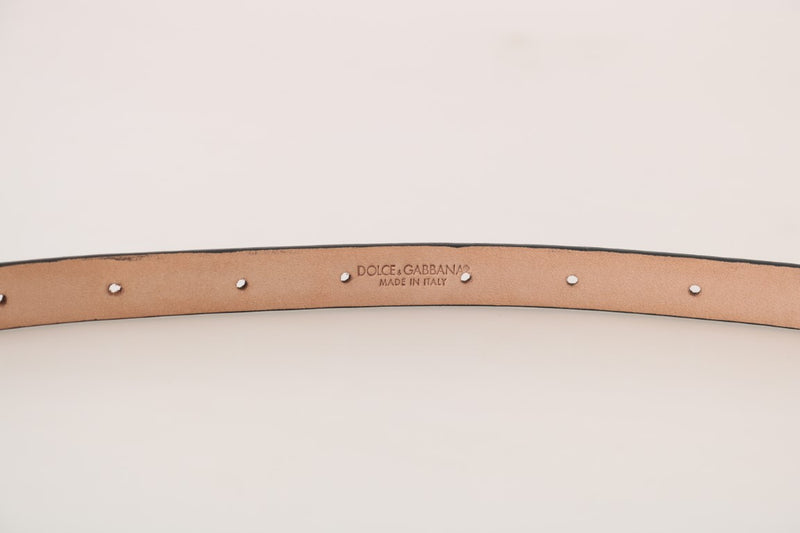 Black Leather Gold Logo Buckle Belt