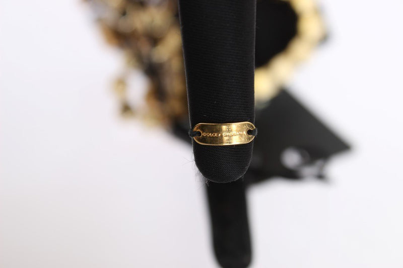 Black Crystal Silk Brass Tiara Headband