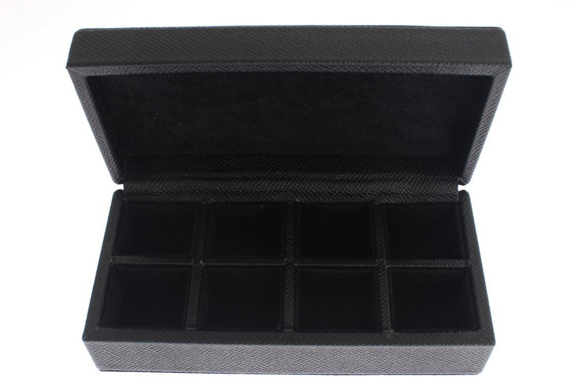 Black Leather Ring Cufflinks Organizer Box