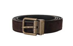 Brown Goatskin Gold Buckle Mens Belt