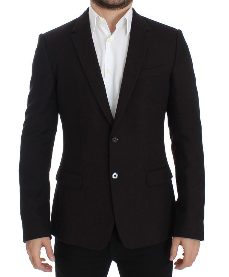 Brown wool slim fit blazer
