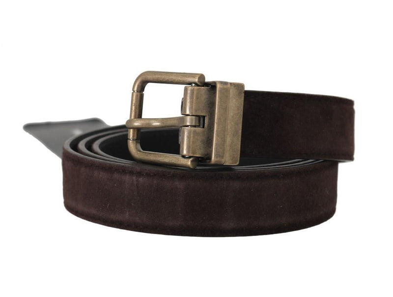 Brown Goatskin Gold Buckle Mens Belt