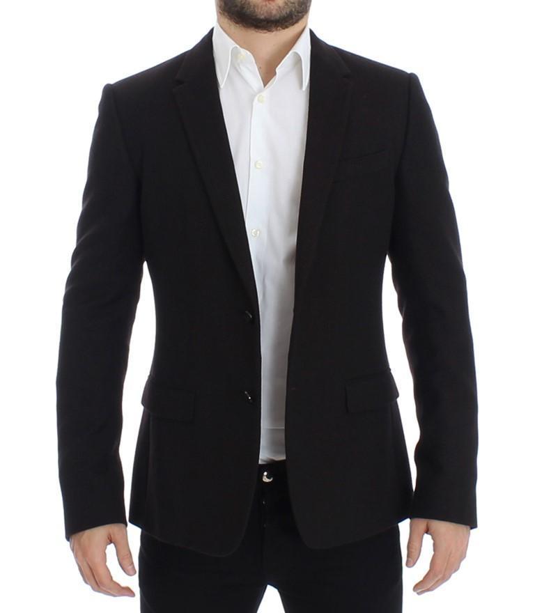 Brown wool slim fit blazer
