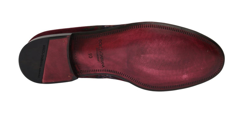 Bordeaux Velvet Roses Floral Loafers