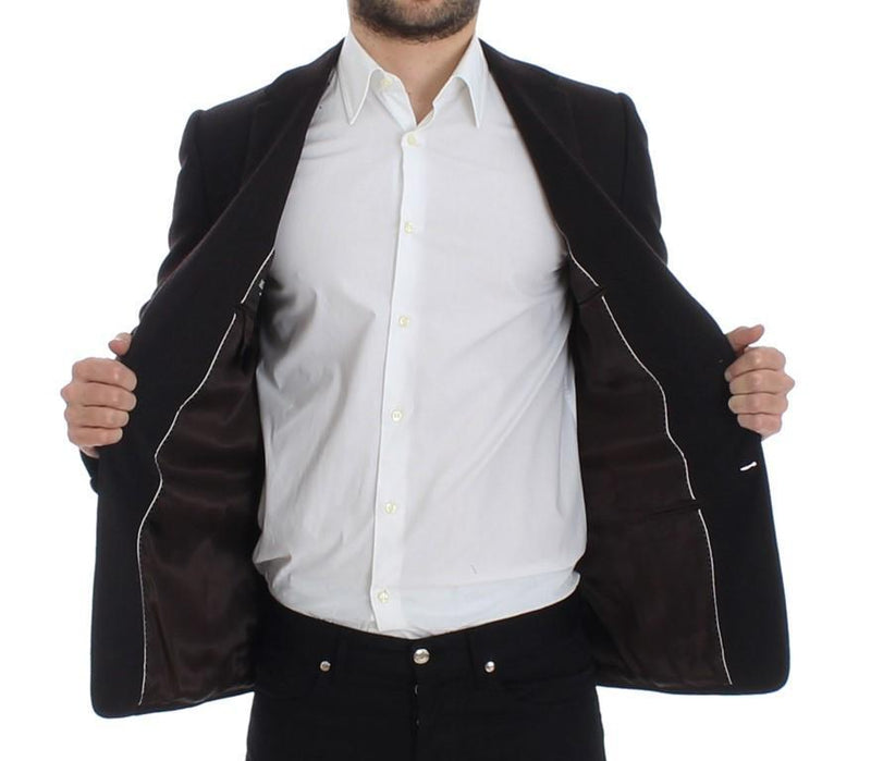 Brown wool slim fit blazer