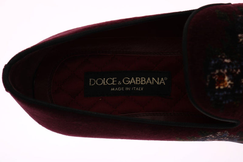 Bordeaux Velvet Roses Floral Loafers