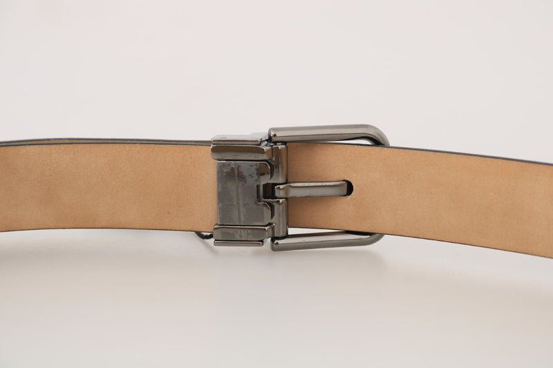 Black Leather Silver Buckle Mens Belt