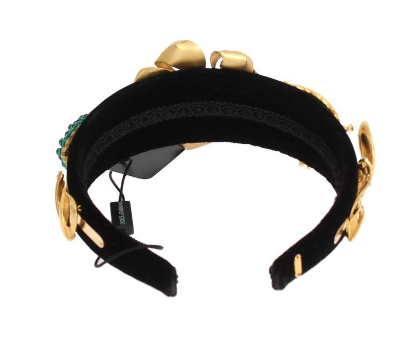 Black Velvet Crystal Gold Tiara Headband