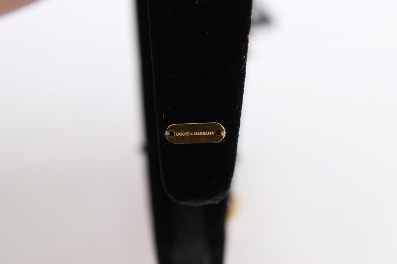 Black Velvet Crystal Gold Tiara Headband