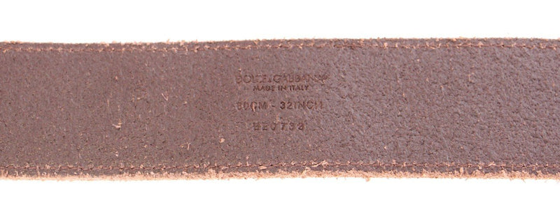 Brown Leather Logo Gold Belt