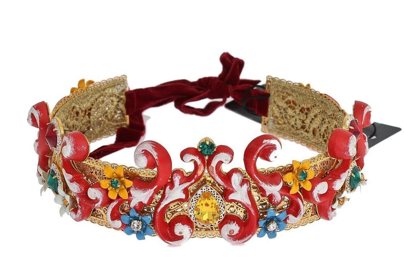 Gold Brass Crystal Red Carretto Crown