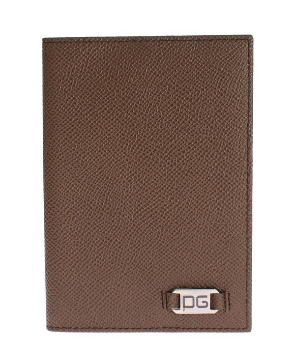 Beige Leather ID Passport Wallet Holder