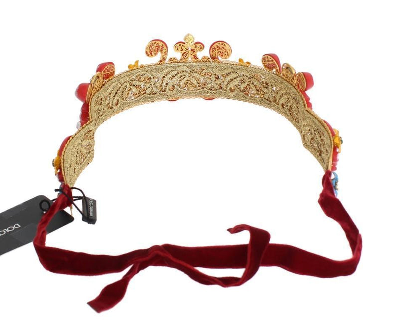 Gold Brass Crystal Red Carretto Crown