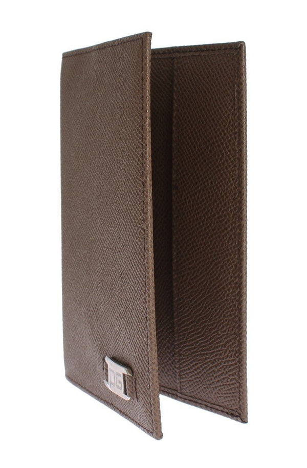 Beige Leather ID Passport Wallet Holder