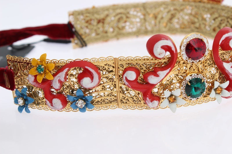 Gold Brass Crystal Red Carretto Crown