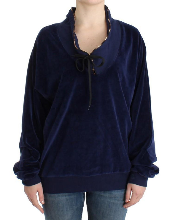 Dark blue velvet cotton sweater