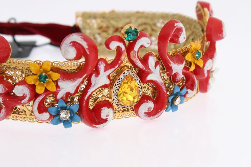 Gold Brass Crystal Red Carretto Crown