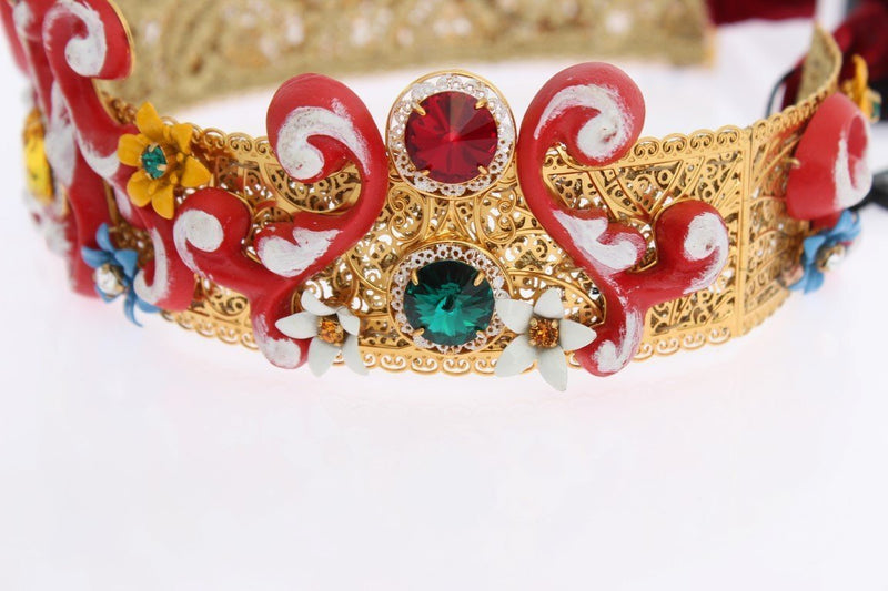 Gold Brass Crystal Red Carretto Crown