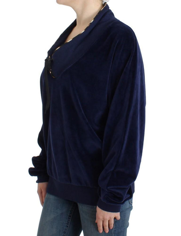 Dark blue velvet cotton sweater