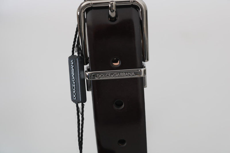 Brown Leather Silver Buckle Mens Belt