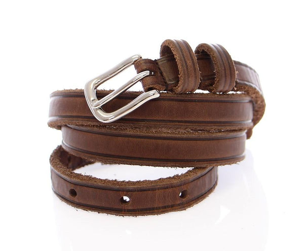 Brown Leather Logo Belt