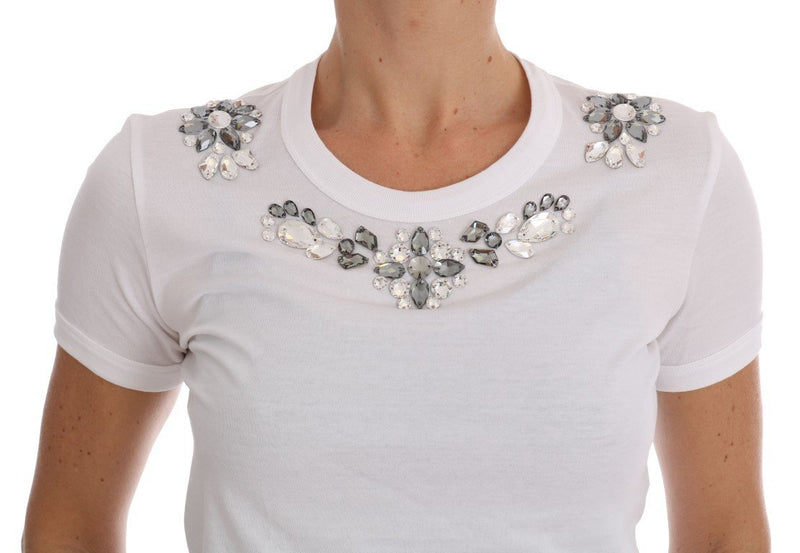 White Cotton Crystal T-Shirt