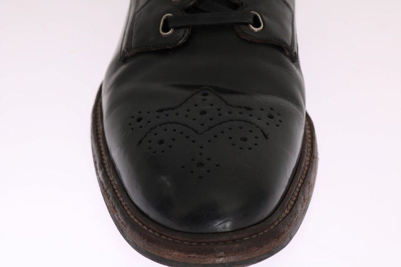 Black Leather Ankle Lace Up Boots