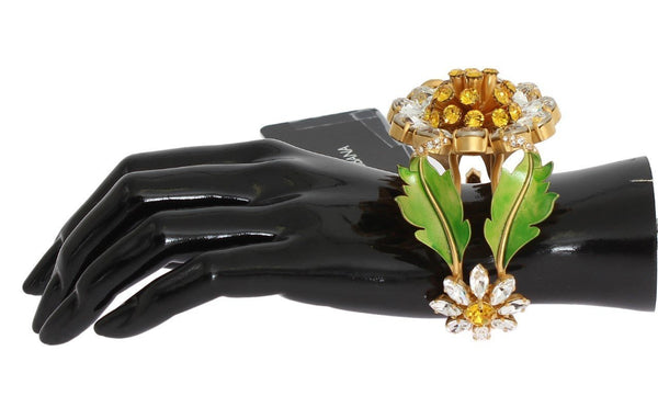 Gold MARHERITE Crystal Sunflower Bangle Bracelet