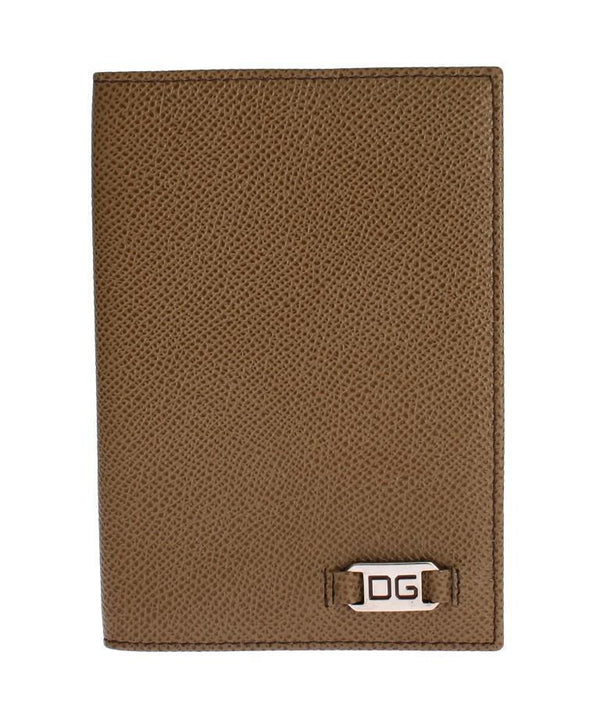 Beige Leather ID Passport Wallet Holder