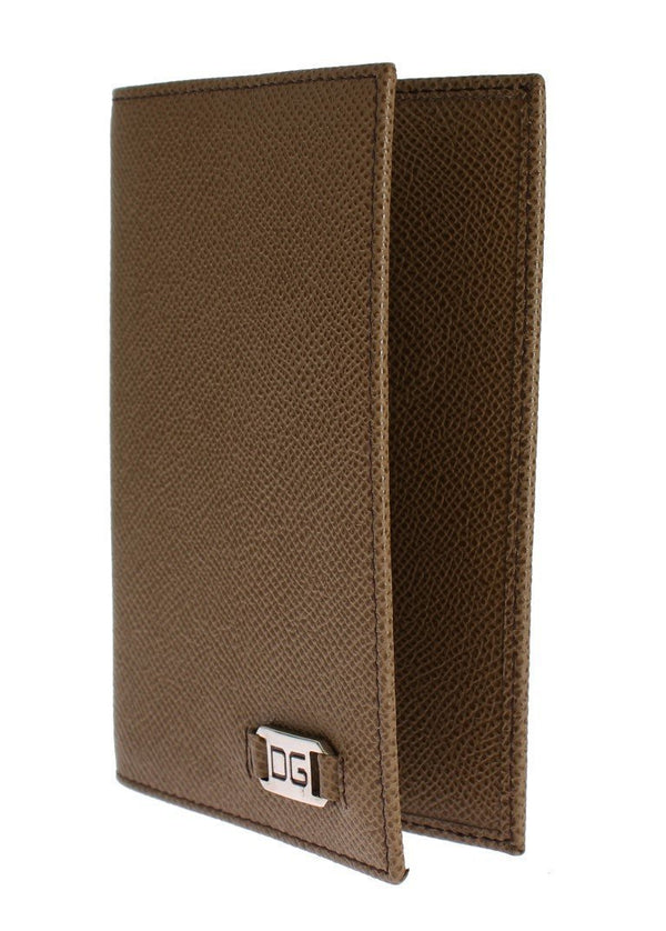 Beige Leather ID Passport Wallet Holder