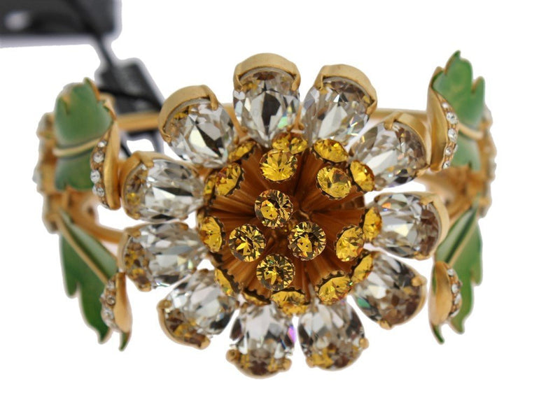 Gold MARHERITE Crystal Sunflower Bangle Bracelet