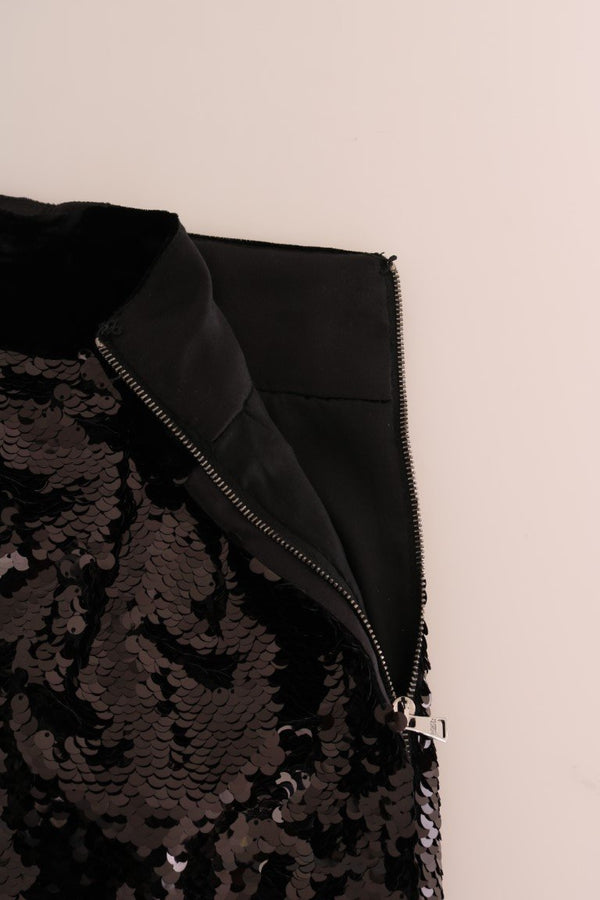 Black Sequined Maxi Pencil Mermaid Skirt